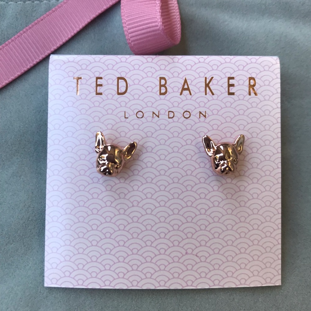 Ted Baker French Bulldog Rose Gold Stud Earrings